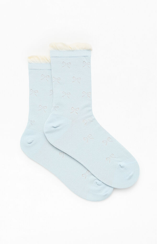 Pacsun Blue Bow Ruffle Crew Socks