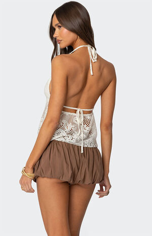 Sheer Crochet Babydoll Halter Top image number 5