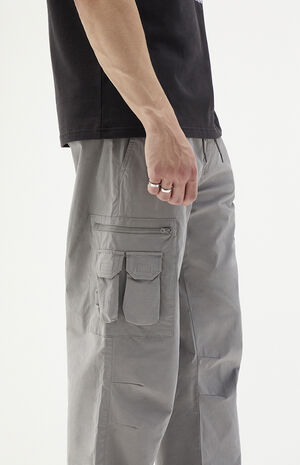 Oyster Gray Baggy Cargo Pants image number 4