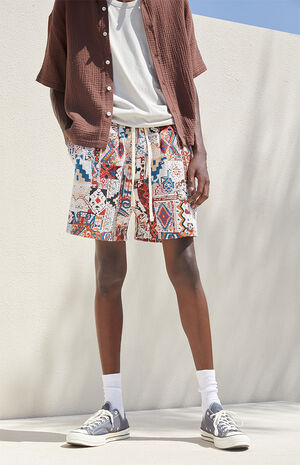 Multicolor Tapestry Twill Shorts image number 3