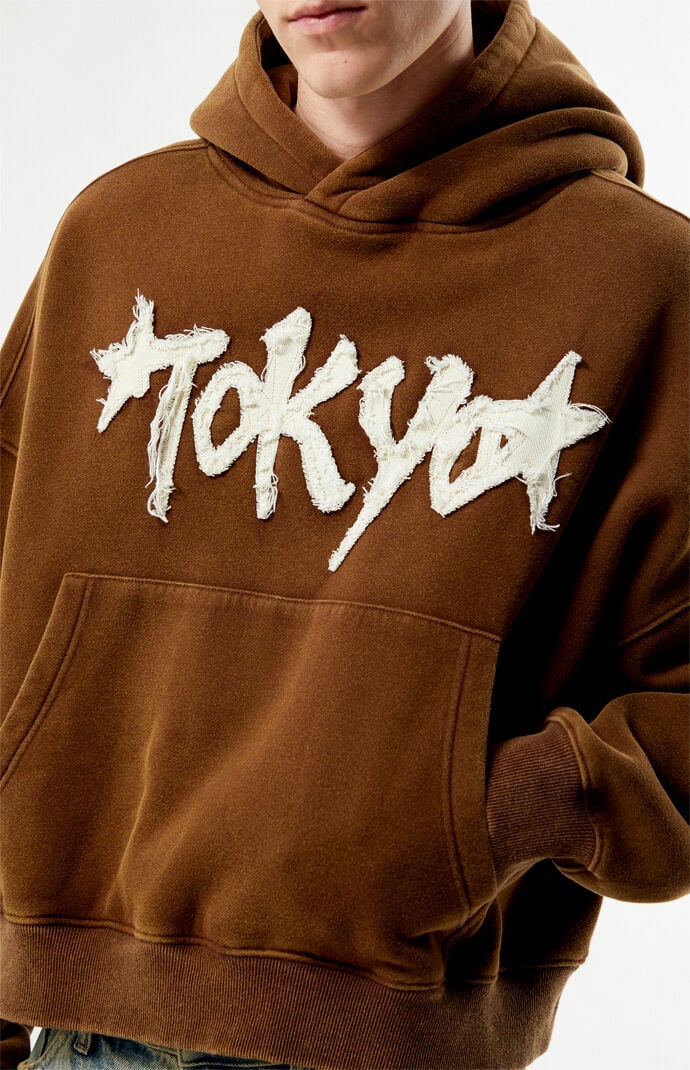 Pacsun Brown Tokyo Raw Applique Cropped Hoodie | Pacsun
