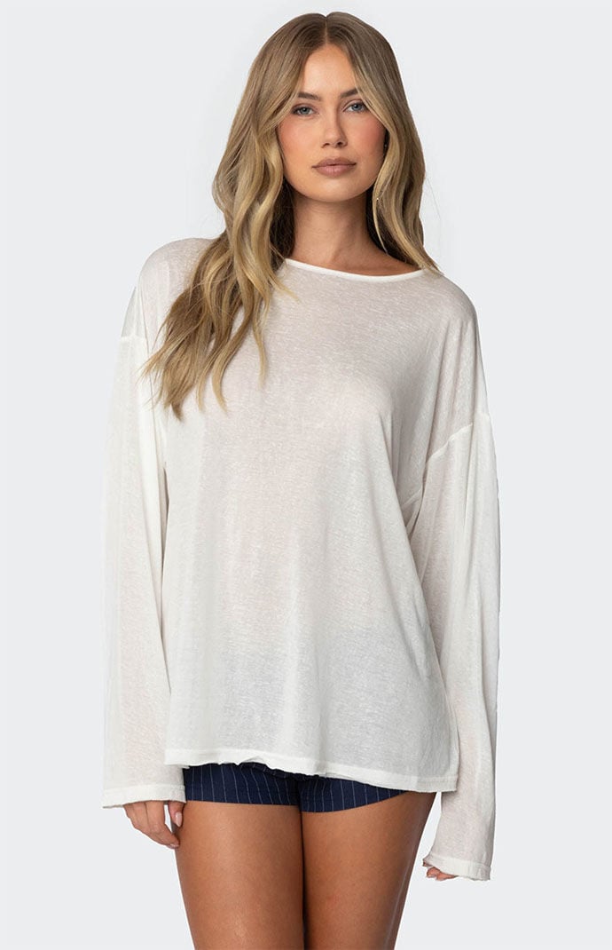 【ふるさと割】 Edikted PacSun | T-Shirt Sleeve Long Sheer Semi Oversized トップス