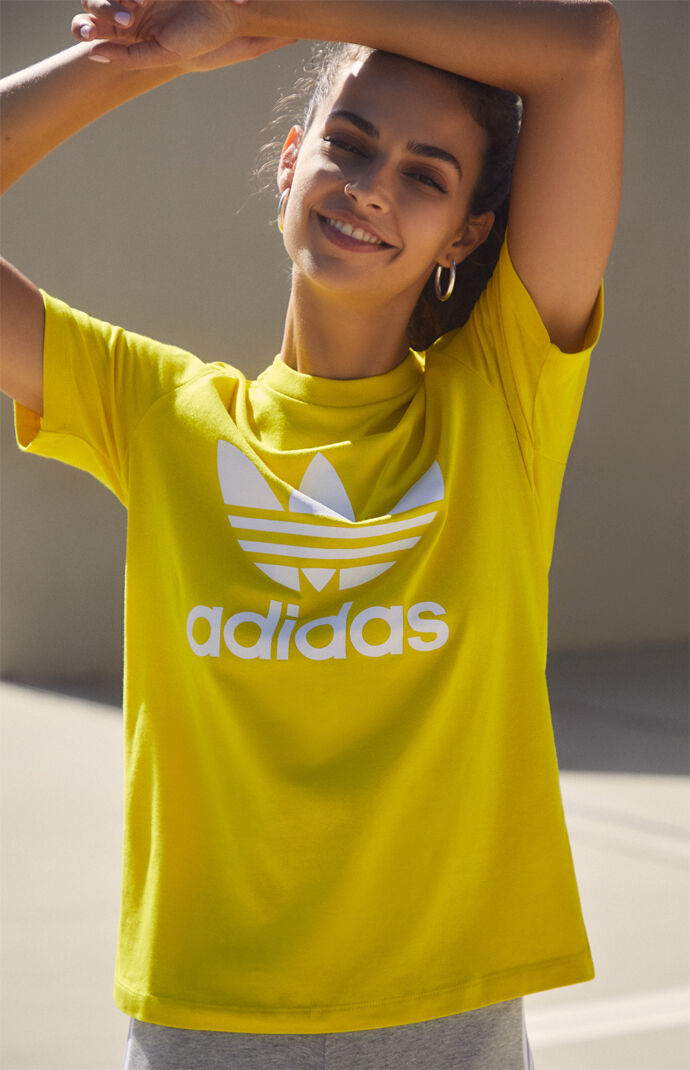 adidas Neon Yellow Trefoil T-Shirt | PacSun