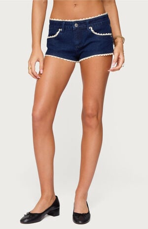Maye Contrast Lacey Denim Shorts image number 2