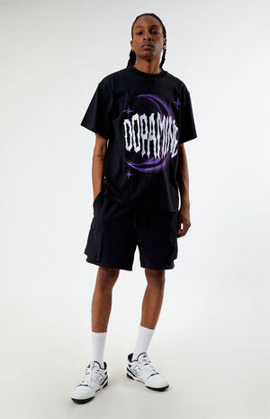 Fleece Black Cargo Shorts image number 2