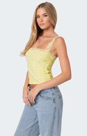 Virginia Lace Trim Eyelet Tank Top image number 3