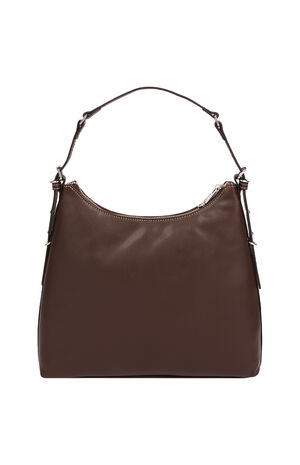Chocolate Triple Straps Large Faux Leather Hobo Bag image number 4