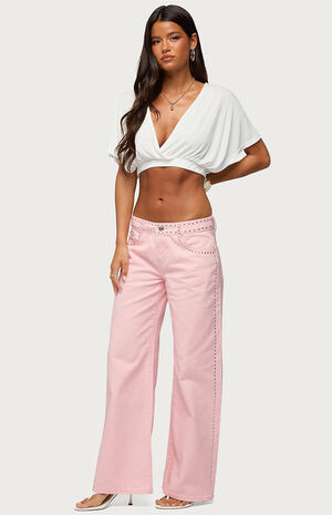 Quincy Studded Low Rise Baggy Jeans image number 4