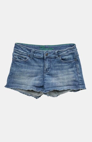 2000s Y2K Medium Indigo Cutoff Low Rise Micro Jean Shorts image number 1