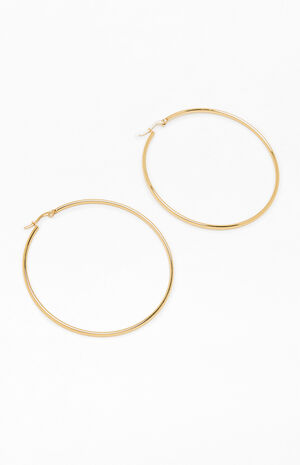 Gold Stainless Steel Basic Hoop Earrings image number 3