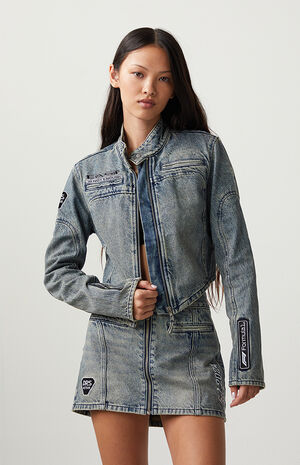 x PacSun Denim Moto Jacket image number 1