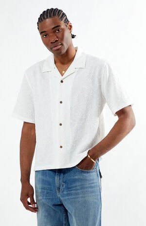 White Bloom Oversized Camp Shirt