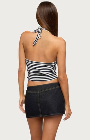 Velma Striped Ribbed Halter Top image number 3