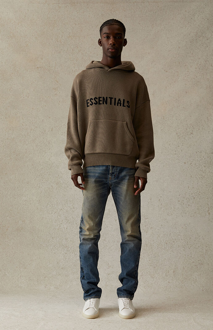Essentials knit sales hoodie taupe