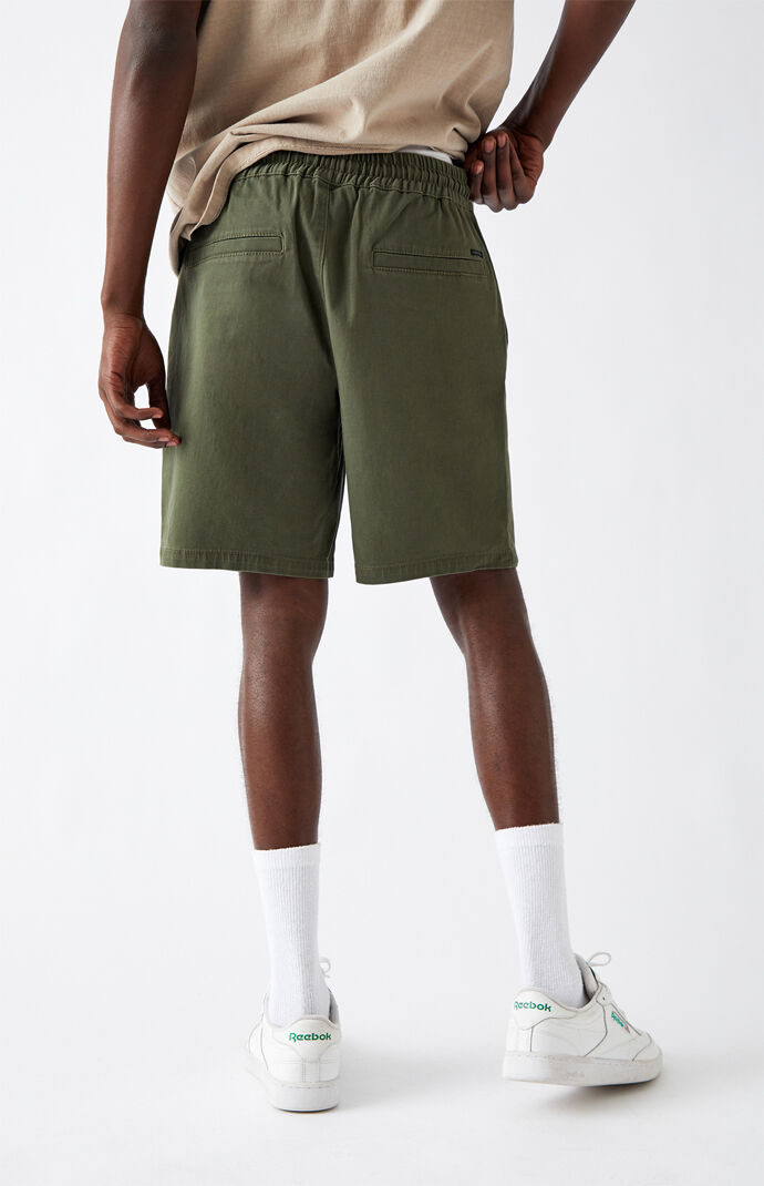 Twill Olive Drawstring Shorts