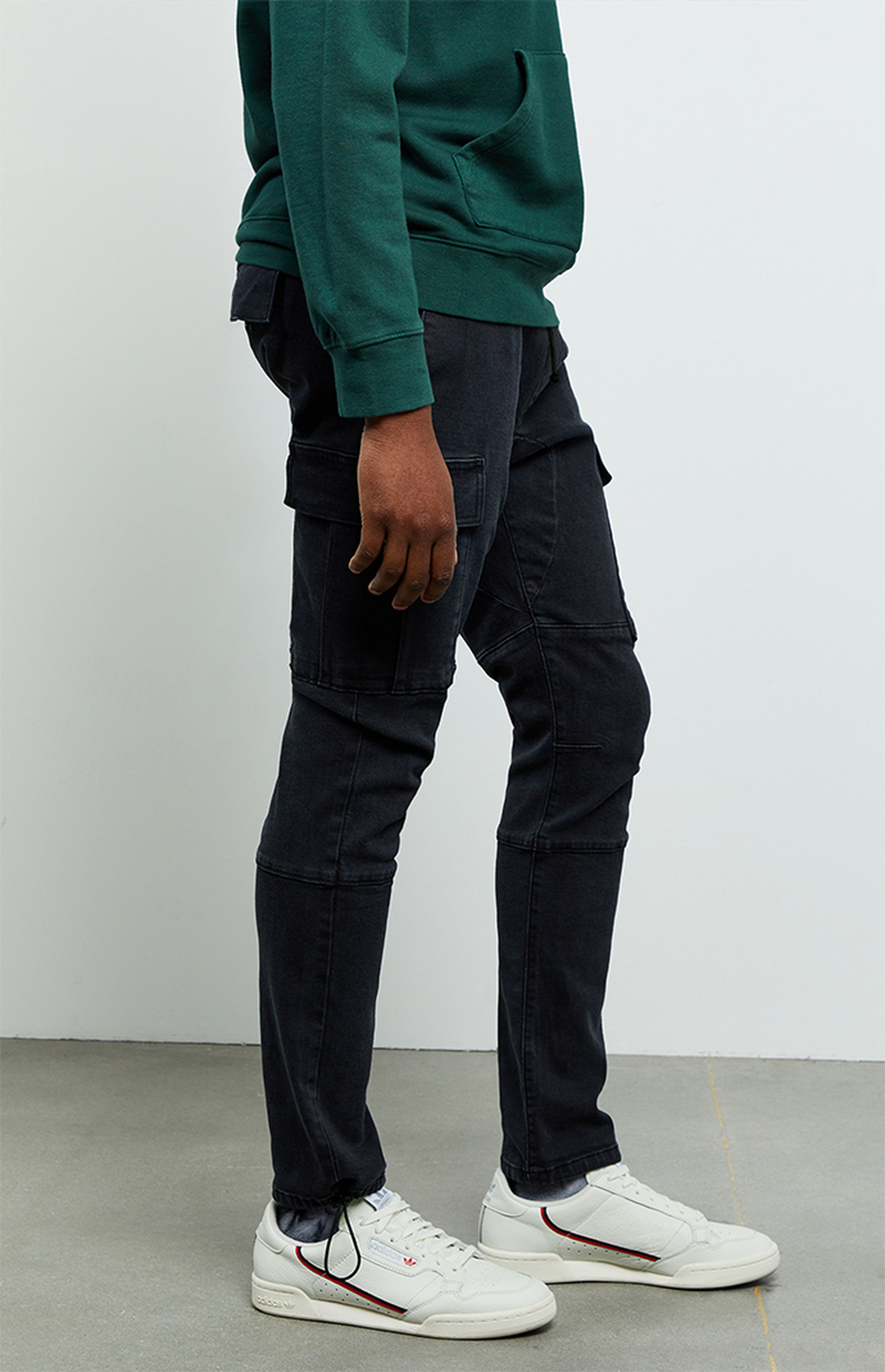black slim cargo pants mens