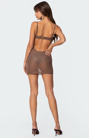 Flora Rhinestone Mesh Mini Dress image number 4