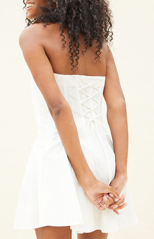 Strapless Button Front Mini Dress image number 5