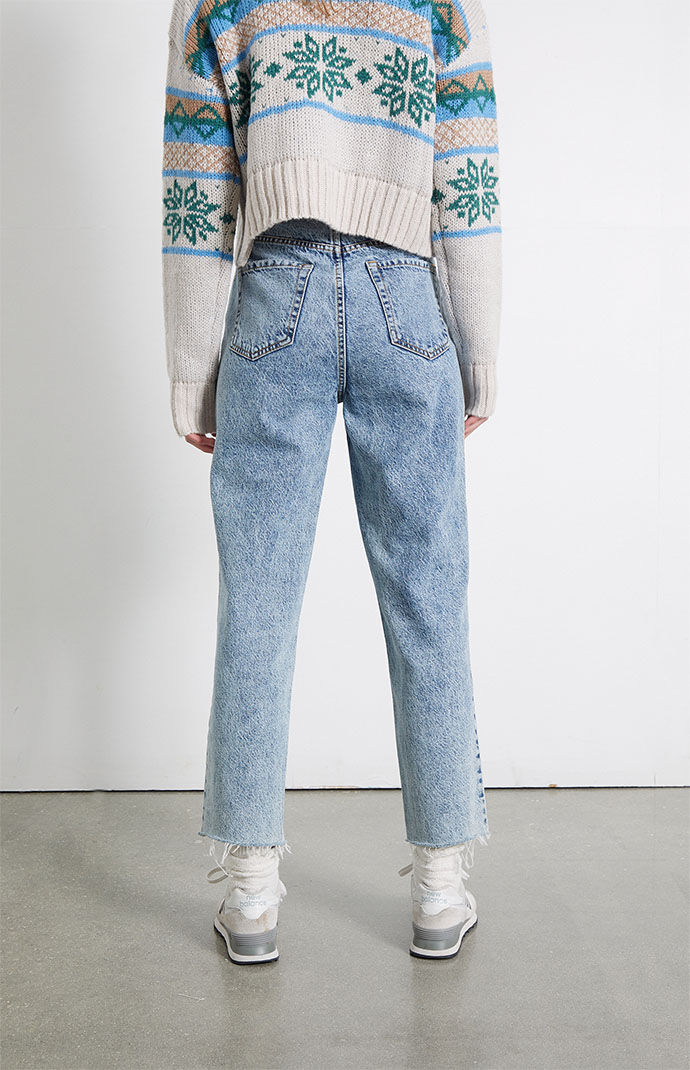 Light Blue High Waisted Straight Leg Jeans