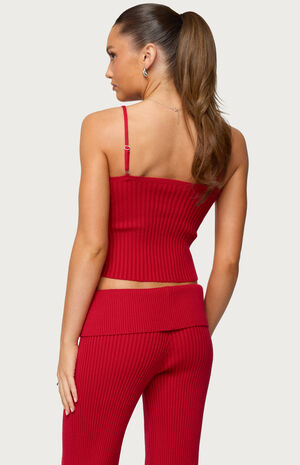 Adannah Tie Ribbed Knit Tank Top image number 3