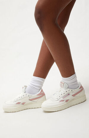 Women's White & Pink Club C Double Sneakers image number 1