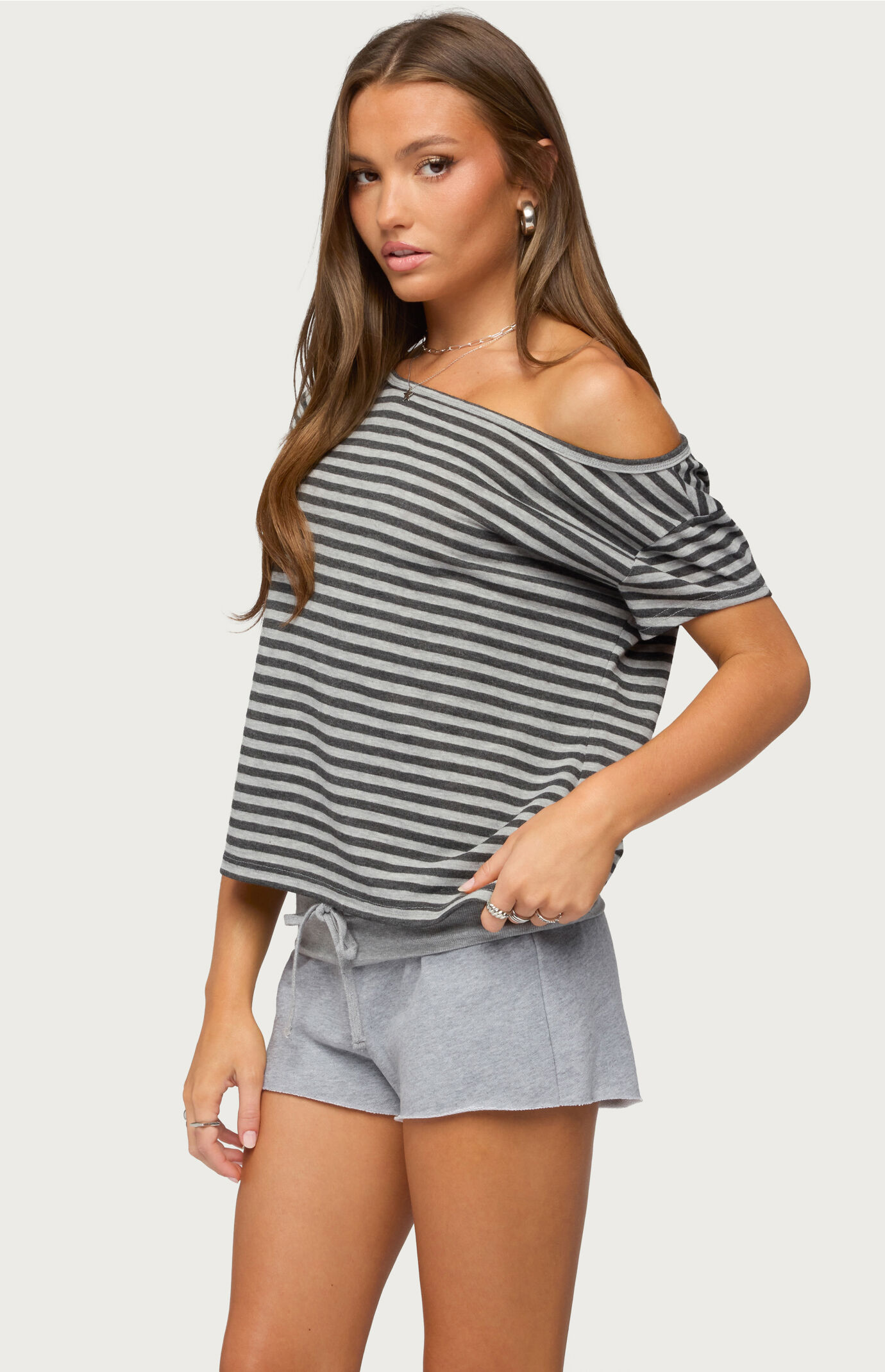 Edikted Chanelle Off-The-Shoulder Striped Top