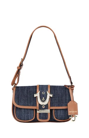 Dark Denim Double Pocket Satchel Bag image number 1