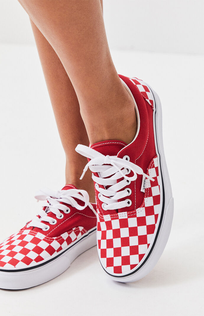 Womens vans red checkerboard sales