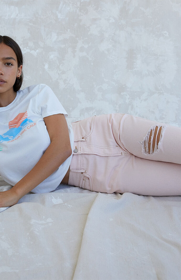 Pink Ultra High Waisted Slim Fit Jeans