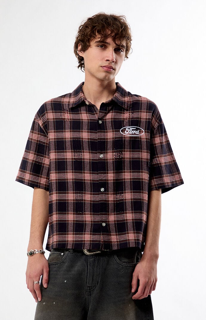 FORD Logo Flannel Short Sleeve Shirt