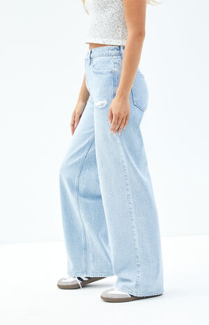 Cali Light Indigo Ripped Baggy Boyfriend Jeans image number 3
