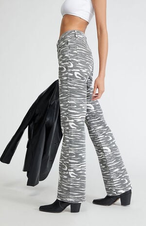 Zebra Printed Bootcut Jeans image number 3