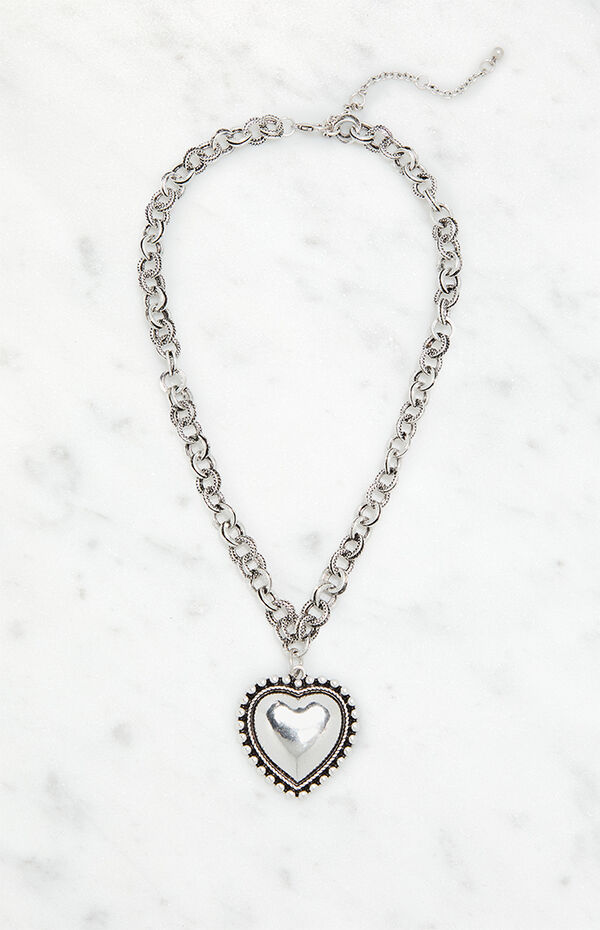 LA Hearts Chunky Heart Pendant Necklace PacSun