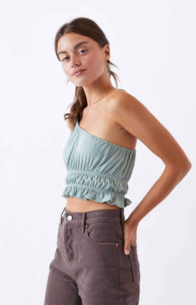 Gathered One Shoulder Tank Top