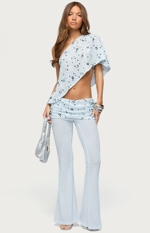 Zephyra Beaded & Sequin One Shoulder Poncho image number 5