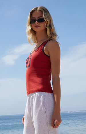 Red 23 Ribbed Tank Top image number 3