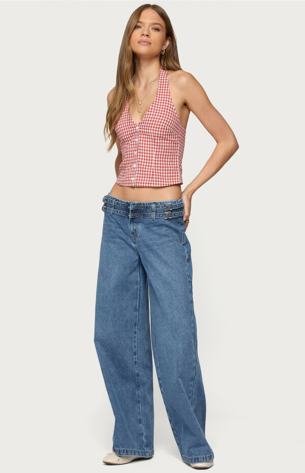 Edikted Livia Double Belt Low Rise Jeans