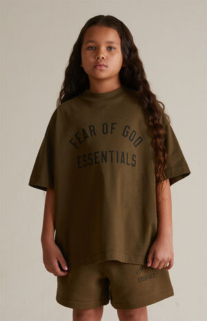 Kids Olive Crew Neck T-Shirt image number 2