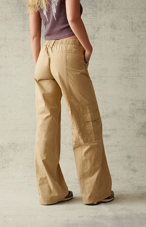 Tan Low Rise Puddle Pants image number 4