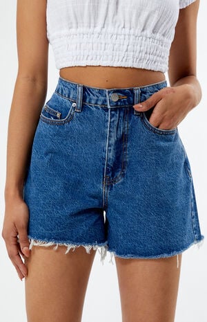 Staple High Waisted Relaxed Cutoff Denim Shorts image number 1