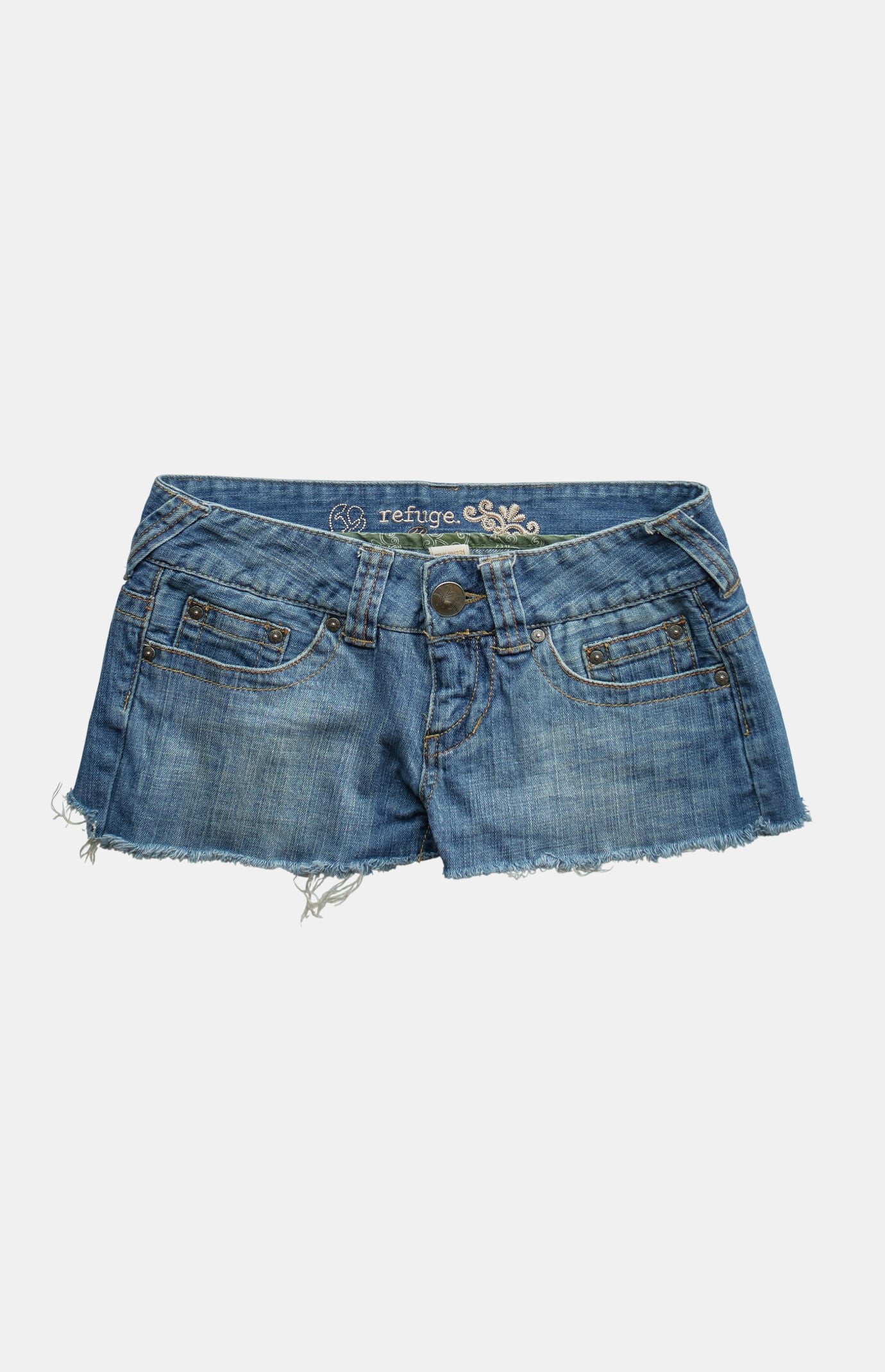 PS VINTAGE 2000s Medium Blue Cutoff Y2K Low Rise Micro Jean Shorts