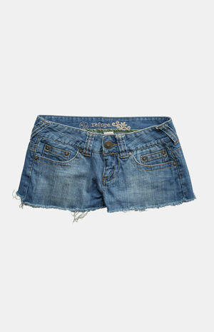 2000s Medium Blue Cutoff Y2K Low Rise Micro Jean Shorts image number 1