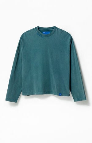 Blue Vintage Wash Heavyweight Oversized Long Sleeve T-Shirt image number 1