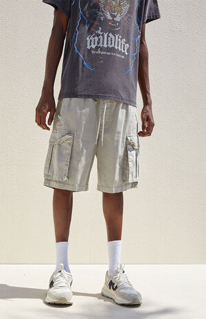 Light Gray Baggy Cargo Shorts image number 3