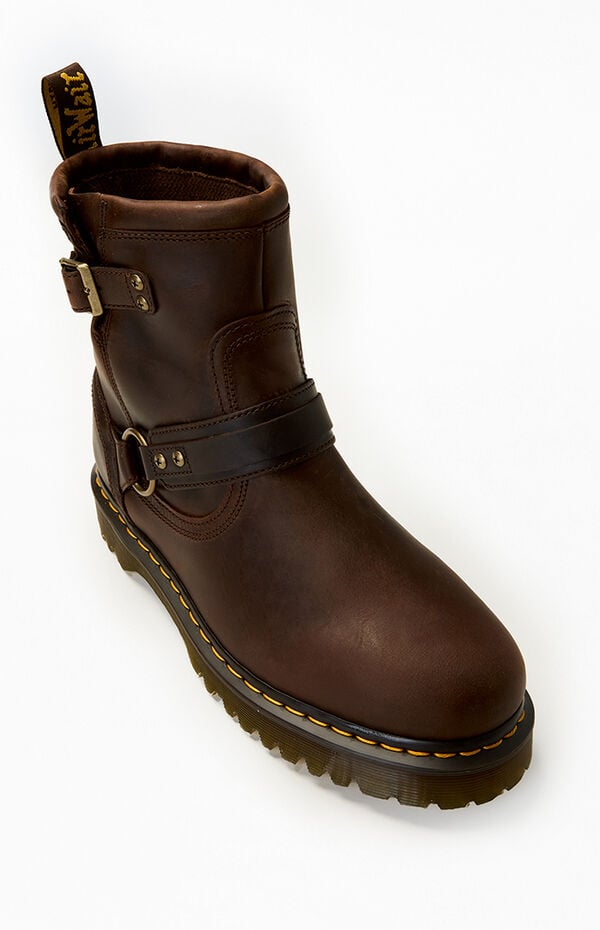 Dr Martens Brown Anistone Harness Leather Low Biker Boots