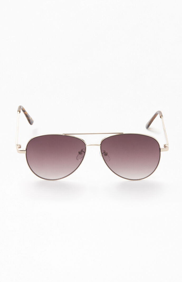 Gold Flat Lens Aviator Sunglasses