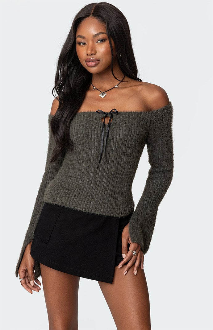 トップス meer. SHOULDER RIBBON RIB KNIT TOP(BLK) 0731609690673NEW_00_004.jpg?sw=600