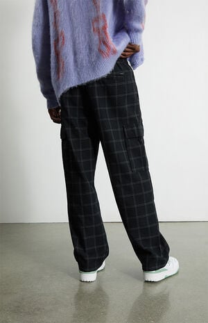 Plaid Loose Cotton Cargo Pants image number 4