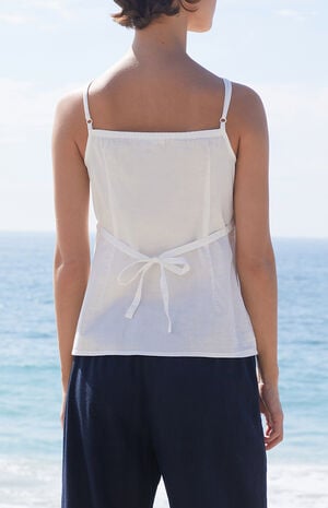 White Tiffany Button Tank Top image number 4