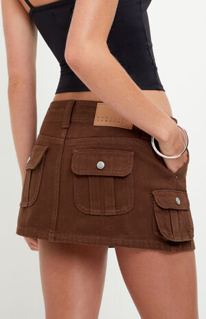Piper Brown Low Rise Micro Jean Skirt image number 5